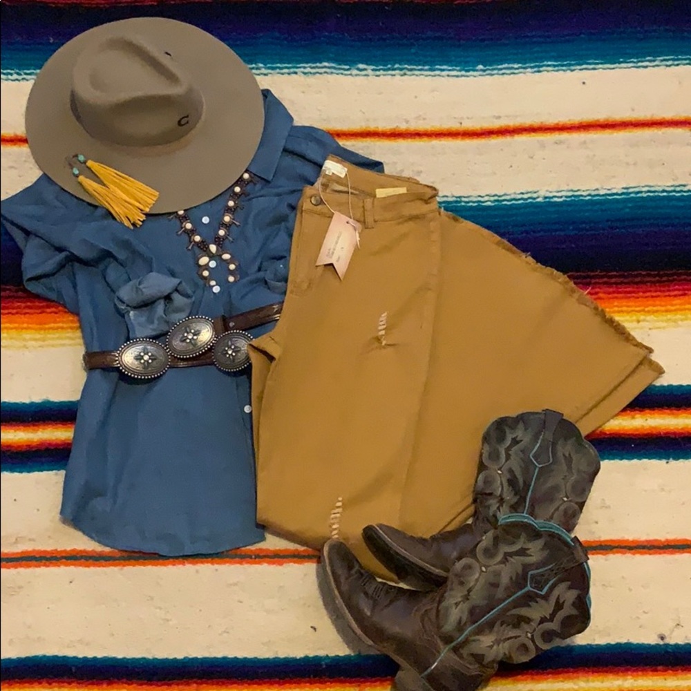 Turquoise Haven Mustard Bell Bottom/ Flare Jeans